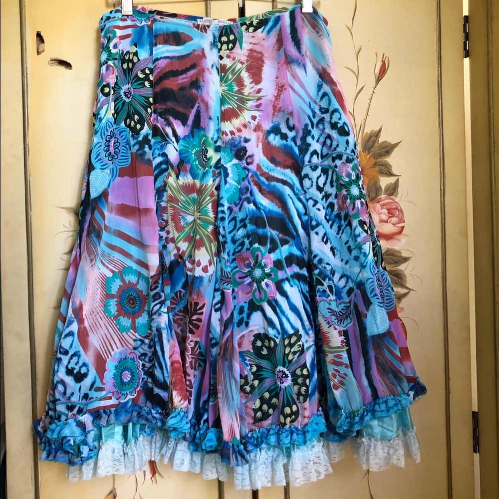NWT Alberto Makali Swing Skirt Lace Ruffle 10